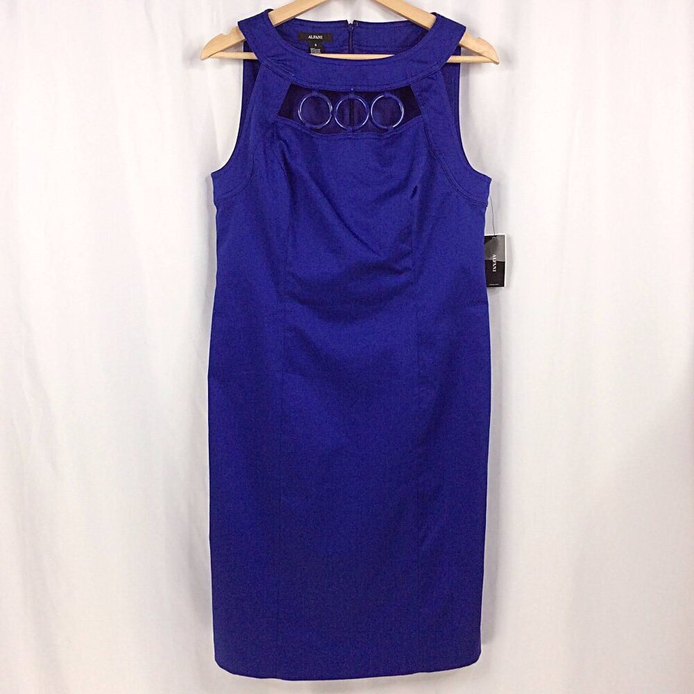 NWT Alfani Sleeveless Sheath Dress Womens Size‎ 8 Purple Blue Tank Midi $99
